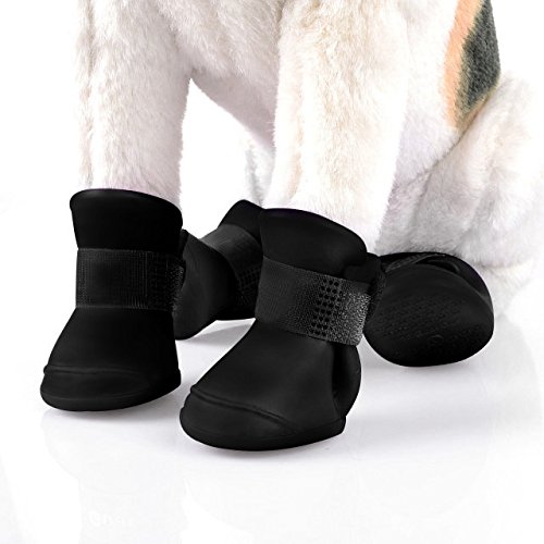 4pcs Wasserdichte und Anti-Rutsch Hundeschuhe Haustier Schuhe Hundeschuhe Gummi Hunde Regen Stiefel für Regenwetter 4pcs Wasserdichte und Anti-Rutsch Hundeschuhe Haustier Schuhe Hundeschuhe Gummi Hunde Regen Stiefel für Regenwetter von WEKSIUSA