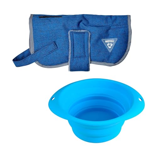 Set aus 35 cm blauem Mantel + rundem Faltnapf für Haustiere von Hearts&Homies Set aus 35 cm blauem Mantel + rundem Faltnapf für Haustiere von Hearts&Homies von WELL HOME MOBILIARIO & DECORACIÓN