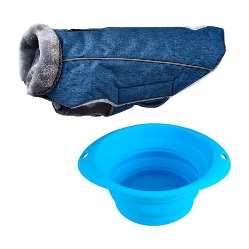 Set aus 40 cm blauem Mantel + rundem Faltnapf für Haustiere von Hearts&Homies Set aus 40 cm blauem Mantel + rundem Faltnapf für Haustiere von Hearts&Homies von WELL HOME MOBILIARIO & DECORACIÓN