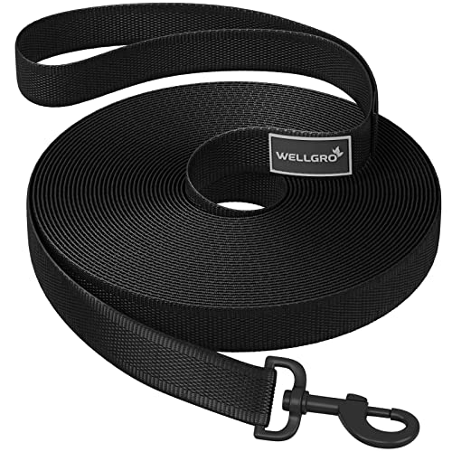 WELLGRO Schleppleine für Hunde mit Handschlaufe 3m / 5m / 10m / 15m / 20m / 25m / 30m Hundeleine robust Nylon Metallkarabiner Trainingsleine, Größen:10 Meter von WELLGRO