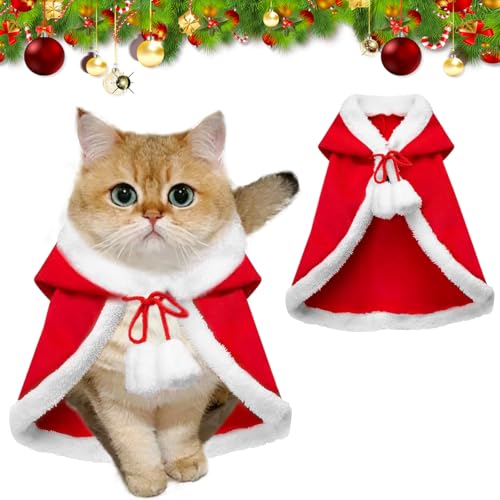 Weihnachtskostüm für Katzen, Haustier Weihnachtskostüm, Hundekostüm Weihnachten, Haustier Umhänge für Kleine Hunde Katzen Haustier, Weihnachtspullover Haustier Hoodie Mantel von WELLXUNK