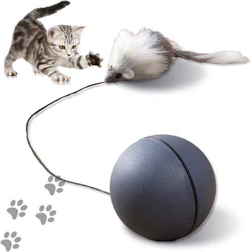 WELLXUNK Chewie Rolling Ball, Interactive Cat Toys Rolling Ball, Hundespielzeug Unzerstörbar, Interaktives Hunde Ba-ll Spielzeug, Smart Automatisch Rollender Ba-ll für Kleine, Mittlere Hunde von WELLXUNK