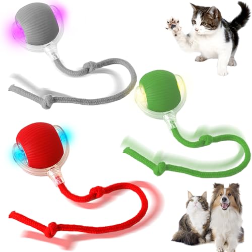 Chewie Rolling Ball, Interactive Cat Toys Rolling Ball, Hundespielzeug Unzerstörbar, Interaktives Hunde Ball Spielzeug mit USB Aufladbar, Smart Automatisch Rollender Ball für Kleine, Mittlere Hunde von WELLXUNK