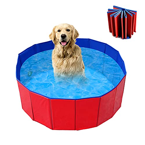 WELLXUNK Haustier Schwimmbad,Faltbarer Pool,Schwimmbad für Hunde,Haustiere Badewanne, Für Kleine & Große Hunde,Planschbecken Kinder und Hunde, Eco-Friendly PVC Hundepool(60cm*20cm) von WELLXUNK