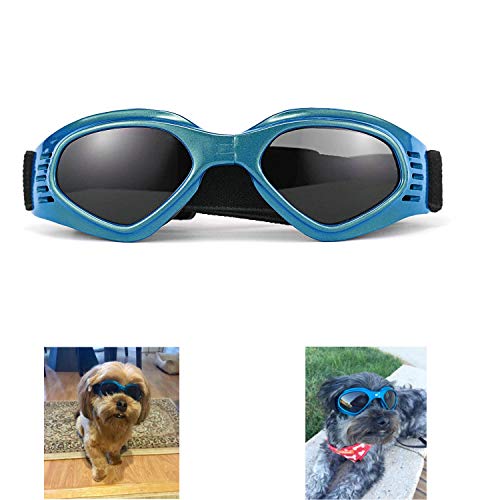 WELLXUNK Hunde Sonnenbrille Verstellbarer Riemen für UV-Sonnenbrillen Wasserdichter Schutz für kleine und mittlere Hunde von WELLXUNK