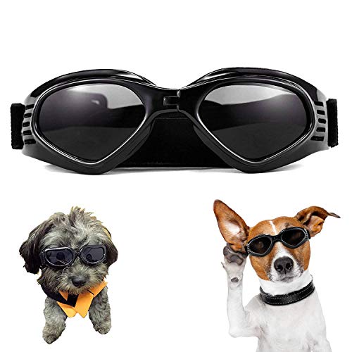WELLXUNK Hunde Sonnenbrille Verstellbarer Riemen für UV-Sonnenbrillen Wasserdichter Schutz für kleine und mittlere Hunde von WELLXUNK