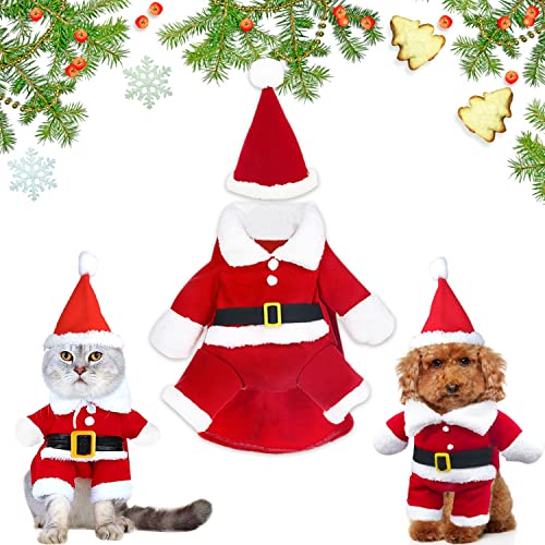 Weihnachten Haustier Kleidung, Weihnachten Hundekleidung, Hunde Weihnachtskostüm, Weihnachts Katze Kleidung, Weihnachtsmann Kostüm für Hunde Katzen, Haustier Kleidung für Party (Gürtel L) von WELLXUNK