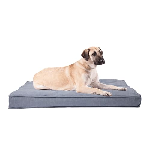 WELLYELO Extra großes Hundebett, Outdoor-Hundekäfig-Betten für extra große und große Hunde, rutschfest, maschinenwaschbar, 111 x 81 x 10 cm, Blau von WELLYELO