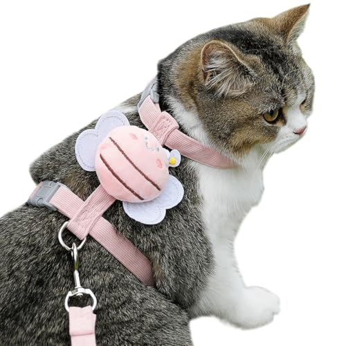 WELLYUK Katzengeschirr und Leine, Set für Outdoor, Reisen, Spaziergänge, ausbruchsicher, weich, sicher, verstellbar, für Kätzchen, Welpen, kleiner Gurt, niedliche Bienenflügel, Rosa, Größe S WELLYUK Katzengeschirr und Leine, Set für Outdoor, Reisen, Spaziergänge, ausbruchsicher, weich, sicher, verstellbar, für Kätzchen, Welpen, kleiner Gurt, niedliche Bienenflügel, Rosa, Größe S von WELLYUK