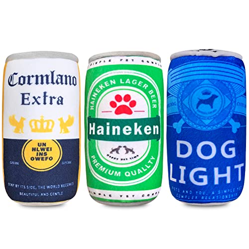 WELOMELO Plüsch-Hundespielzeug, lustig, quietschend, Bier-Weinflaschenform, Alkohol-Hundespielzeug für kleine, mittelgroße und große Hunde, gefülltes Spielzeug, Welpengeburtstagsgeschenke, 3 Stück WELOMELO Plüsch-Hundespielzeug, lustig, quietschend, Bier-Weinflaschenform, Alkohol-Hundespielzeug für kleine, mittelgroße und große Hunde, gefülltes Spielzeug, Welpengeburtstagsgeschenke, 3 Stück von WELOMELO