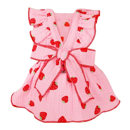 Hundekleid für kleine Hunde, Mädchen, Hündinnen, Katzenkleidung, Katzenkleid, niedlich, Baumwolle, extra klein, Sommerkleidung, Schleifen-Dekor, bedruckt, Erdbeere, Geburtstags-Outfit, kleine Welpen, Hundekleid für kleine Hunde, Mädchen, Hündinnen, Katzenkleidung, Katzenkleid, niedlich, Baumwolle, extra klein, Sommerkleidung, Schleifen-Dekor, bedruckt, Erdbeere, Geburtstags-Outfit, kleine Welpen, von WELTENT