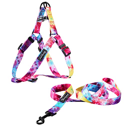 Welyeme Tie Dye Hundegeschirr und Leine, Set für kleine, mittelgroße und große Hunde, Regenbogen-Hundegeschirr Welyeme Tie Dye Hundegeschirr und Leine, Set für kleine, mittelgroße und große Hunde, Regenbogen-Hundegeschirr von WELYEME