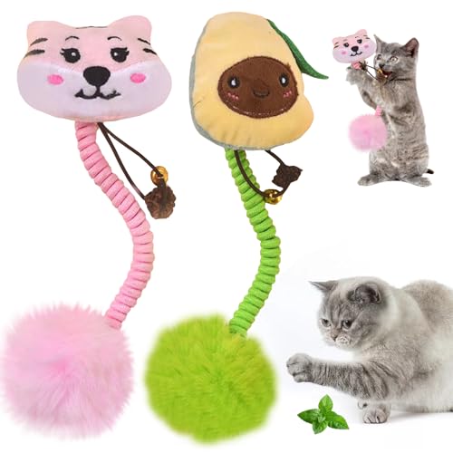 WENAUANG Katzenspielzeug, Katze Seil Spielzeug, Kauspielzeug Katze Beißseil, Katzenminze Beißseil, Katze Baumwollseil für Katzen Zahnpflege und Gegen Mundgeruch (Kleiner Tiger + Avocado) von WENAUANG