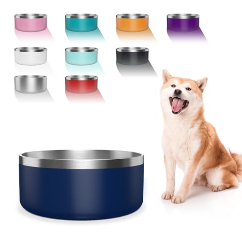 WENBOKMIN Hundenapf, Edelstahl-Futter- und Wassernapf mit rutschfester, leiser Unterseite, leicht zu reinigen, spülmaschinenfest, 1,8 l, Blau von WENBOKMIN
