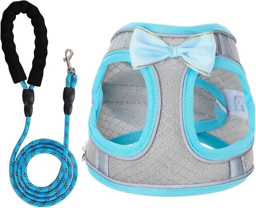 Hundegeschirr mit Leine, atmungsaktiv, für Welpen, Katzen, Hunde, kein Ziehen, verstellbar, reflektierend, mit weich gepolsterter Weste für extra kleine/kleine, mittelgroße und große Hunde und Katzen Hundegeschirr mit Leine, atmungsaktiv, für Welpen, Katzen, Hunde, kein Ziehen, verstellbar, reflektierend, mit weich gepolsterter Weste für extra kleine/kleine, mittelgroße und große Hunde und Katzen von WENDISI