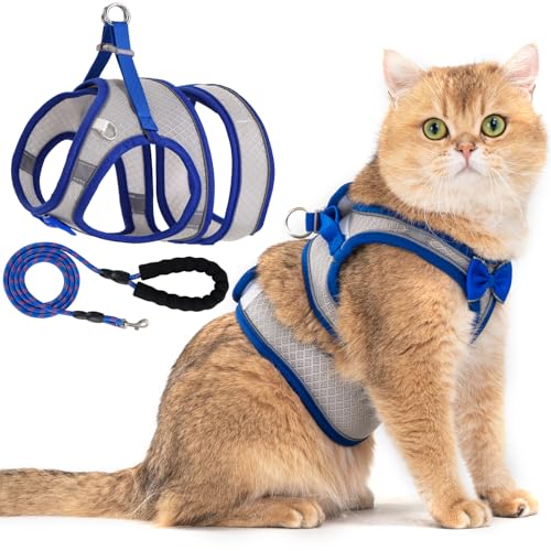 Katzengeschirr und Leine, Set für Spaziergänge im Freien, ausbruchsicher, verstellbar, mit weichem, atmungsaktivem Netzgewebe, leichtes Katzengeschirr für kleine Hunde, Welpen, Kaninchen und Katzengeschirr und Leine, Set für Spaziergänge im Freien, ausbruchsicher, verstellbar, mit weichem, atmungsaktivem Netzgewebe, leichtes Katzengeschirr für kleine Hunde, Welpen, Kaninchen und von WENDISI
