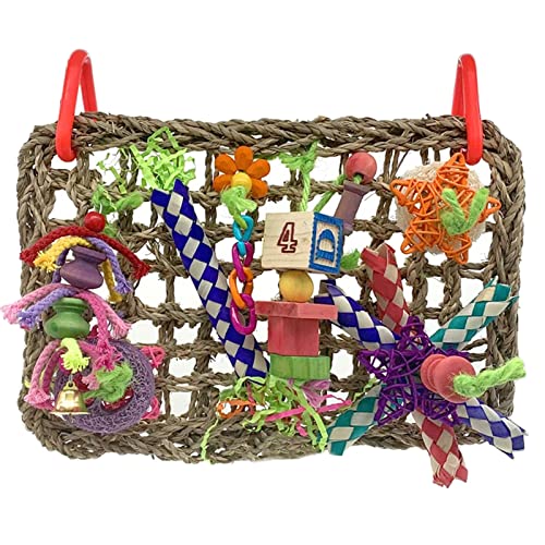 WENGU Futtersuche Spielzeug Holzblöcke Spielzeug auf natürlichem Seil Futter hängen Kauspaß für Kakadu Nymphensittiche Aras Futtersuche Wandspielzeug für Vögel von WENGU