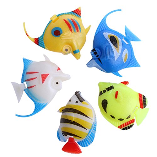 WENGU Künstliche Schwimmfische aus Kunststoff für Aquarium, D-Ornament, Dekoration für Wohnzimmer, 5 Stück von WENGU