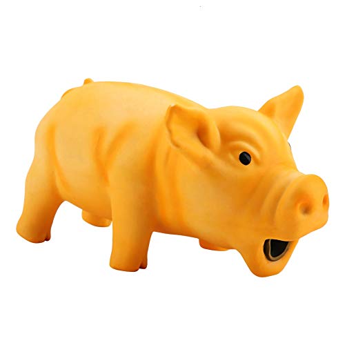 WENHANGshidai Hundespielzeug, süßes Schwein, schnurrend, Latex, Kauspielzeug für Hunde, Welpen, ungiftig und sicher (gelb) von WENHANGshidai