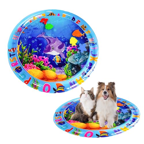 WENJION Wassersensorische Matte Katzenkühlmatte für Haustiere, verdickte aufblasbare Wasserspielmatten für Katzen Hunde, interaktives kühles Komfortbett, sensorische Matten für Kätzchen von WENJION