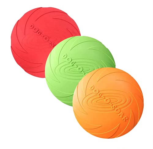 JINYUNMIN 3 Stück Hund Frisbees, Haustier fliegenden Untertasse, Gummi Fliegende Scheibe, interaktive Outdoor-Spielzeug, 7 Zoll / 18 cm, perfekt für Hund werfen, Training, Spielen und fangen von JINYUNMIN