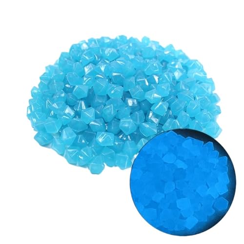 Aquarium Steine 200 Stück leuchtende Steine ​​für Aquarium, Aquarium, Ornamente, im Dunkeln leuchtende Kieselsteine, for den Außenbereich, Hof, Rasen, Weg, Gehwege, Dekorationen(Blue) von WENYOG