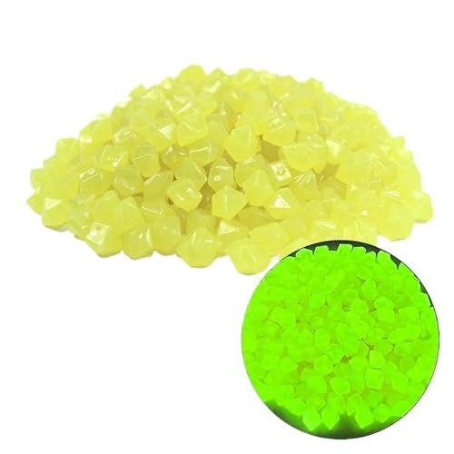 Aquarium Steine 200 Stück leuchtende Steine ​​für Aquarium, Aquarium, Ornamente, im Dunkeln leuchtende Kieselsteine, for den Außenbereich, Hof, Rasen, Weg, Gehwege, Dekorationen(Yellow) von WENYOG