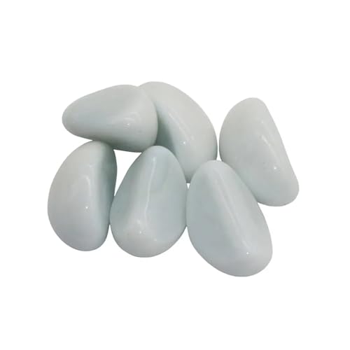 Aquarium Steine 30 Stück Aquarium-Blaue Cashew-Glasperlen, fluoreszierender Stein, Blauer Lichtstein, Kristallstein, Aquarium-Dekoration, Zubehör(Milk White) von WENYOG