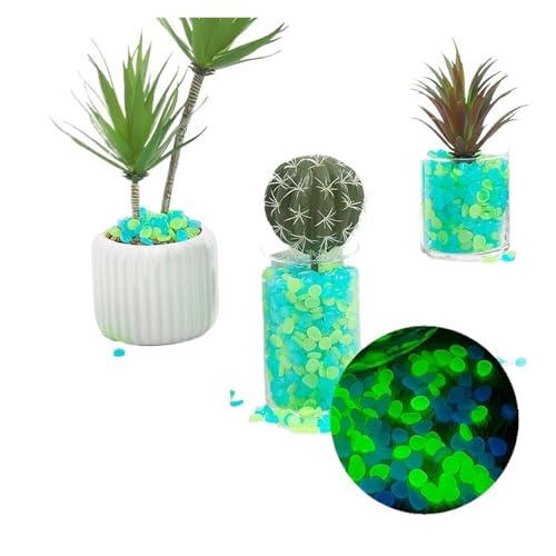WENYOG Aquarium Steine 1 cm Nachtlicht-Edelsteine, leuchtende künstliche Fluorit-Aquarium-Dekoration, Landschaftsbau, farbige Steine, glänzende Kieselsteine(Blue Green Mixed) von WENYOG