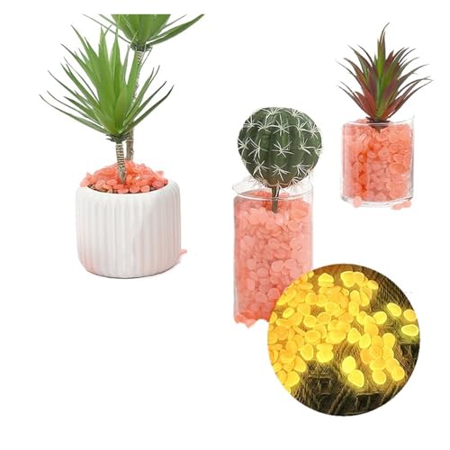 WENYOG Aquarium Steine 1 cm Nachtlicht-Edelsteine, leuchtende künstliche Fluorit-Aquarium-Dekoration, Landschaftsbau, farbige Steine, glänzende Kieselsteine(Orange) von WENYOG