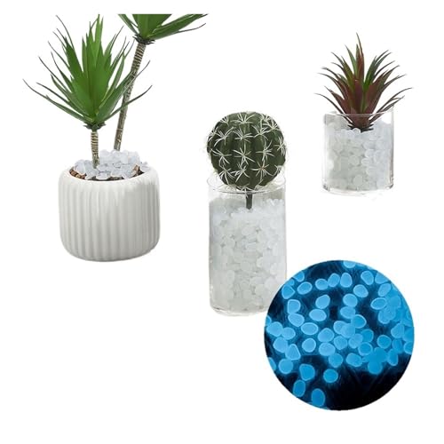 WENYOG Aquarium Steine 1 cm Nachtlicht-Edelsteine, leuchtende künstliche Fluorit-Aquarium-Dekoration, Landschaftsbau, farbige Steine, glänzende Kieselsteine(White) von WENYOG