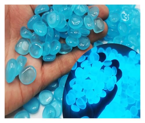 WENYOG Aquarium Steine 200 Stück künstlicher nachtleuchtender Stein mit bunter Lumineszenz for Aquarium, Landschaftsbau, Vase, Gehweg-Dekoration(Light Blue) von WENYOG