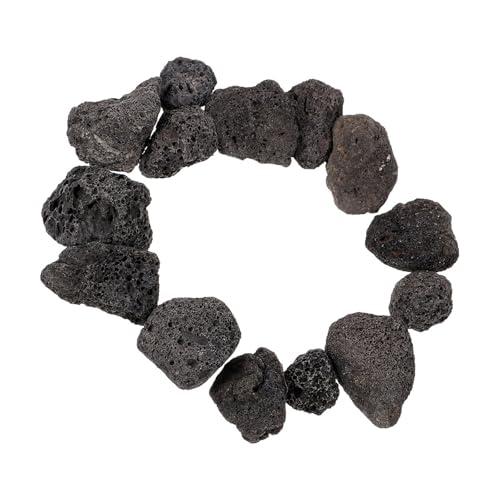 WENYOG Aquarium Steine 300 g Aquarium-Lavasteine-Set, Schwarze Vulkangesteine, natürliche Lava-Kieselsteine, Pflanzgefäß, Natursteine, Kamine, Feuerstellen, Pflanzen von WENYOG