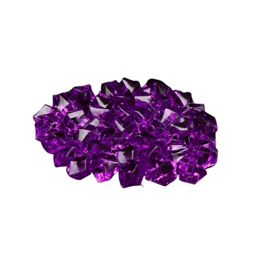 WENYOG Aquarium Steine 50 Stück Konfetti Hochzeit Ornament Kopfsteinpflaster Aquarium Landschaft Bunte Kunststeine ​​Kristall Eiswürfel Vasenfüller Kieselsteine(Dark Purple) von WENYOG