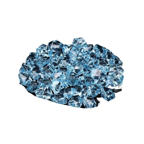 WENYOG Aquarium Steine 50 Stück Konfetti Hochzeit Ornament Kopfsteinpflaster Aquarium Landschaft Bunte Kunststeine ​​Kristall Eiswürfel Vasenfüller Kieselsteine(Light Blue) von WENYOG