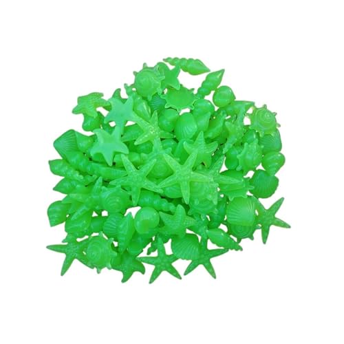 WENYOG Aquarium Steine 50 Stück leuchtende Steine, Bunte Muscheln, Seesterne, Muschelform, leuchtende Steine, Fluoreszierende Kieselsteine, Aquarium-Aquarium-Dekorationen(Glow Stone Green) von WENYOG
