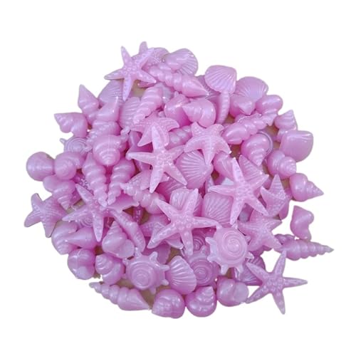 WENYOG Aquarium Steine 50 Stück leuchtende Steine, Bunte Muscheln, Seesterne, Muschelform, leuchtende Steine, Fluoreszierende Kieselsteine, Aquarium-Aquarium-Dekorationen(Glow Stone Purple) von WENYOG