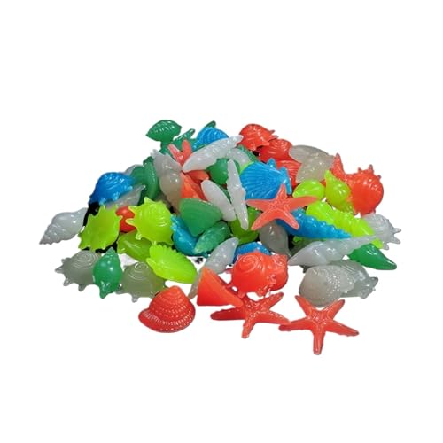 WENYOG Aquarium Steine 50 Stück leuchtende Steine, Bunte Muscheln, Seesterne, Muschelform, leuchtende Steine, Fluoreszierende Kieselsteine, Aquarium-Aquarium-Dekorationen(Random Color) von WENYOG