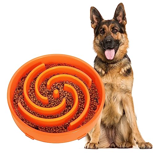 Langsame Fütterung Hundenapf, Anti Schling Interaktiver Hundenapf, Sicherheit Haltbarer Futternapf für Grosse Hunde Orange von WERFORU