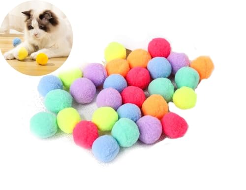 Pack of 30 Pet Toy Ball, Fluffy Balls Colorful in Reusable, 1.18 inch Throwing Toys for Cat Dog von WERPOWER