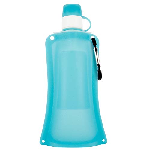 Faltbare Sport Trinkflasche Faltbare Wasserflasche Wiederverwendbare Leichte Wasser Flasche Faltbare Wasser Flasche für Reise Wasserflasche lighblue,500ml von WESEEDOO
