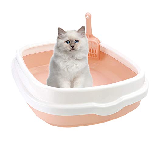 Katzenklo Katzentoilette Offen Anti-Splash-Bettpfanne Haustier Toilette Kätzchenstreutablett Kaninchenstreu Tablett Selbstreinigende Katzentoilette pink von WESEEDOO