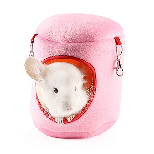 WESEEDOO Hängematte Katze Ratten Zubehör Kaninchenbetten Für Innenräume Rattenhängematten Für Käfig Eichhörnchen Schlafsack Haustier-Hängematte pink,l von WESEEDOO