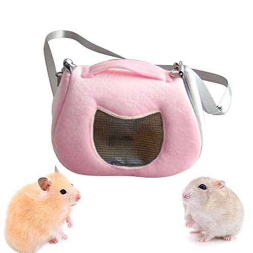 WESEEDOO Hamster-Transporttasche für Welpen, tragbar, für kleine Tiere, verstellbare Haustier-Tasche rose von WESEEDOO