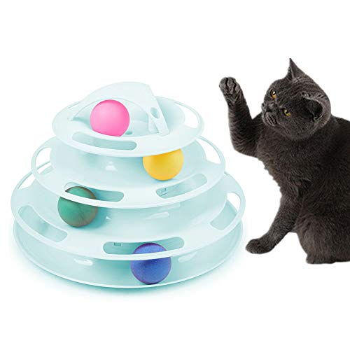WESEEDOO Haustier Spielzeug Katzen Spielsachen Pet Interactive Fun Roller Turm der Tracks Katzenspielzeug Katzenjäger-Ball Katze, die Ball spielt Blue von WESEEDOO