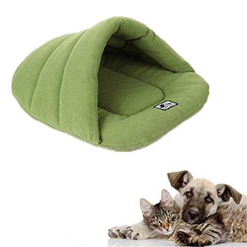 WESEEDOO Haustierbett Welpenbett Tierbett Tierbett für Hunde Plüsch Hundebett Indoor Haustier Haus Fluffy Hundebett Haustier Bett für Hunde Hund Sofa Bett Haustier Höhle Warm Hundebett, grün, S von WESEEDOO