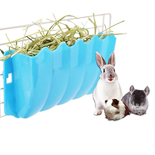 WESEEDOO Heuraufe Kaninchen Meerschweinchen Zubehoer Futternapf Kaninchen-Heuhalter Kaninchenfutter Spender Futterschalen Für Haustiere Blue von WESEEDOO