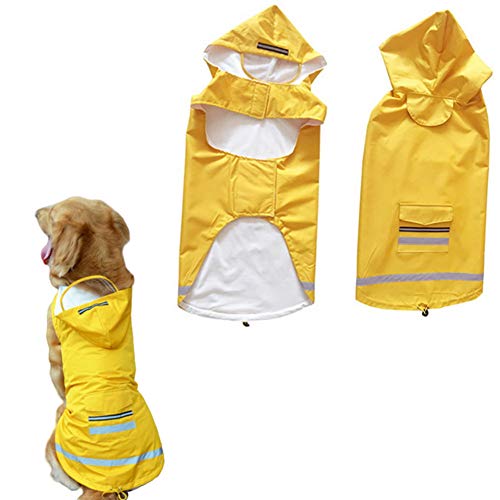 WESEEDOO Hunde Regenmantel Wasserdicht Regenmantel Hunde Klein Welpenregenmantel Hund Regenmantel mit Kapuze Hund voller Regenmantel Yellow,5XL von WESEEDOO