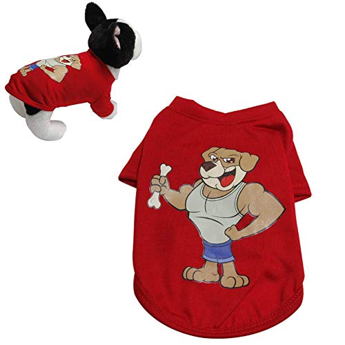 WESEEDOO Hunde-T-Shirt für kleine Hunde, Welpen, Kleidung für Hunde und Katzen, Rot 3, S von WESEEDOO