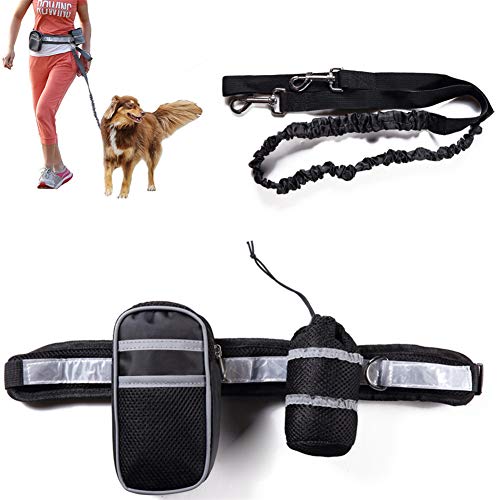 WESEEDOO Hundeleine Große Hunde Joggingleine Hund Mit Bauchgu Hundeleine bequem Trainingsleitung für Hunde Hand Free Dog Walking Belt Slip Lead für Hunde Black von WESEEDOO